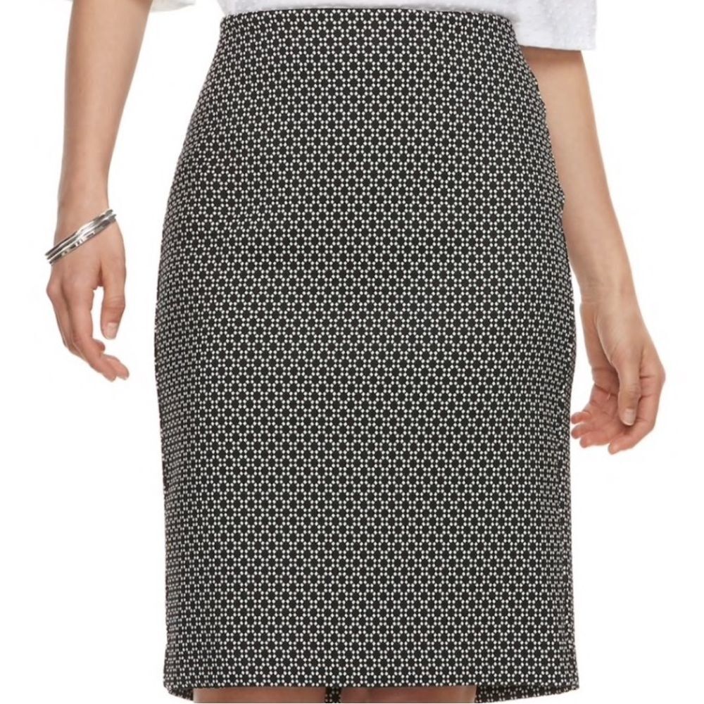 ELLE XXL Black White Pull On Stretch Pencil Skirt